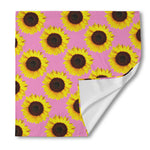 Pink Sunflower Pattern Print Silk Bandana