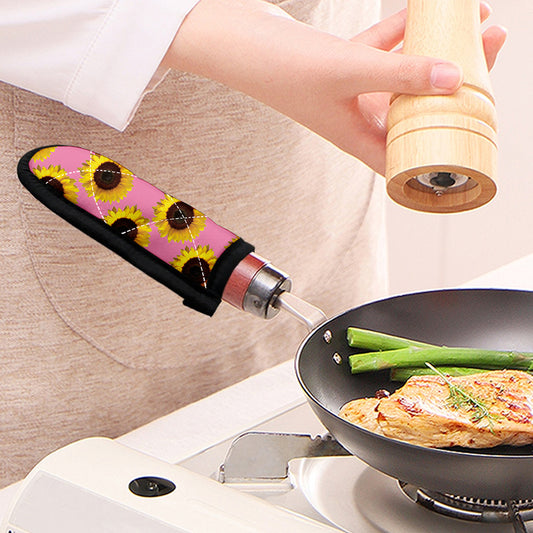 Pink Sunflower Pattern Print Skillet Handle Cover