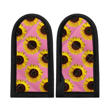 Pink Sunflower Pattern Print Skillet Handle Cover