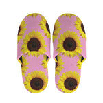 Pink Sunflower Pattern Print Slippers