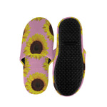 Pink Sunflower Pattern Print Slippers
