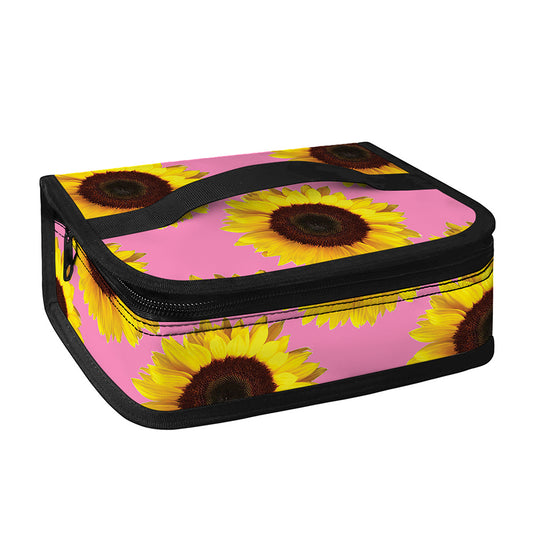 Pink Sunflower Pattern Print Small Lunch Bag