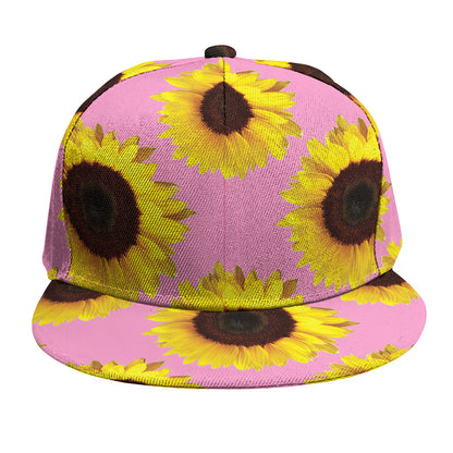 Pink Sunflower Pattern Print Snapback Cap
