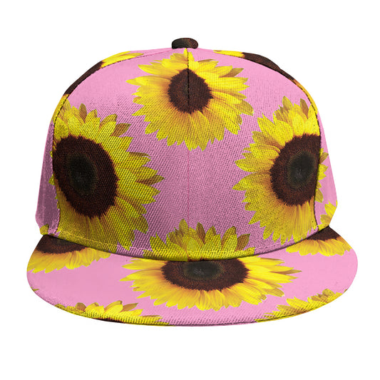 Pink Sunflower Pattern Print Snapback Cap