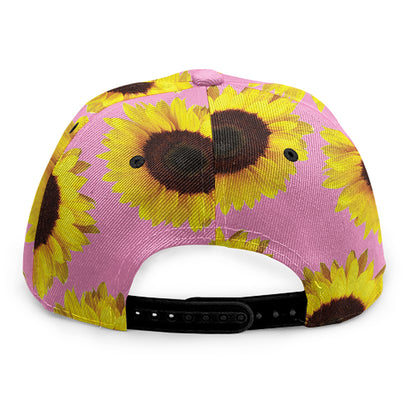 Pink Sunflower Pattern Print Snapback Cap