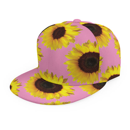 Pink Sunflower Pattern Print Snapback Cap