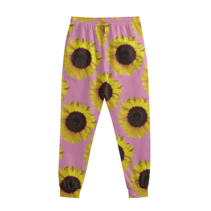 Pink Sunflower Pattern Print Sweatpants