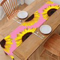 Pink Sunflower Pattern Print Table Runner