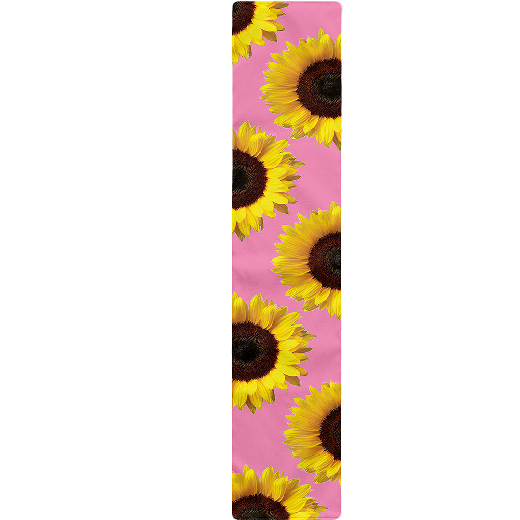 Pink Sunflower Pattern Print Table Runner