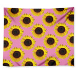 Pink Sunflower Pattern Print Tapestry