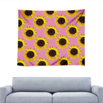 Pink Sunflower Pattern Print Tapestry