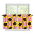 Pink Sunflower Pattern Print Tier Curtains