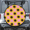 Pink Sunflower Pattern Print Tire Cover