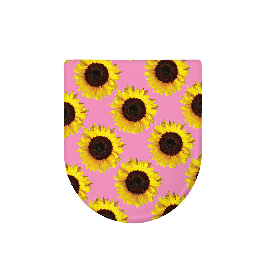 Pink Sunflower Pattern Print Toilet Lid Cover