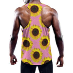 Pink Sunflower Pattern Print Training Tank Top