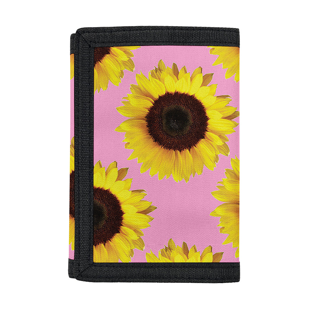 Pink Sunflower Pattern Print Trifold Wallet
