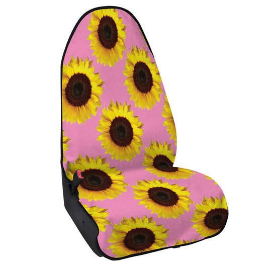 Pink Sunflower Pattern Print Waterproof Car Seat Cover