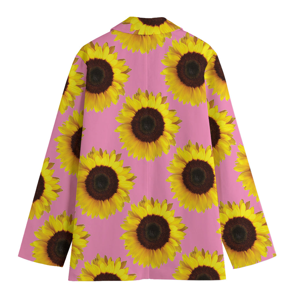 Pink Sunflower Pattern Print Women's Blazer