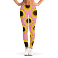 Pink Sunflower Pattern Print Women's Leggings