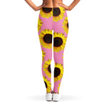Pink Sunflower Pattern Print Women's Leggings
