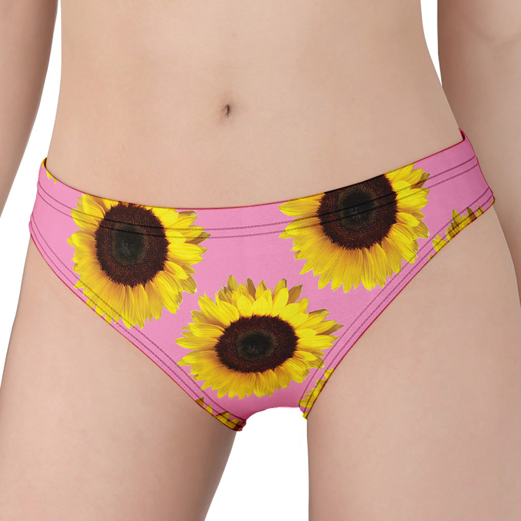 Pink Sunflower Pattern Print Women's Panties