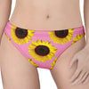 Pink Sunflower Pattern Print Women's Thong