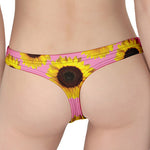 Pink Sunflower Pattern Print Women's Thong