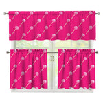 Pink Sweet Lollipop Pattern Print 3 Piece Kitchen Curtains