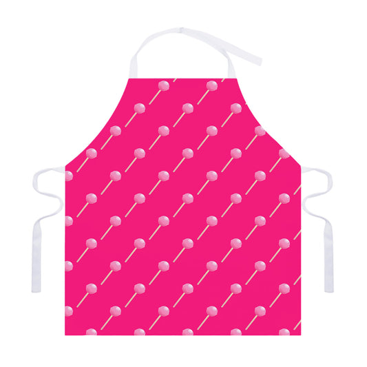 Pink Sweet Lollipop Pattern Print Adjustable Apron