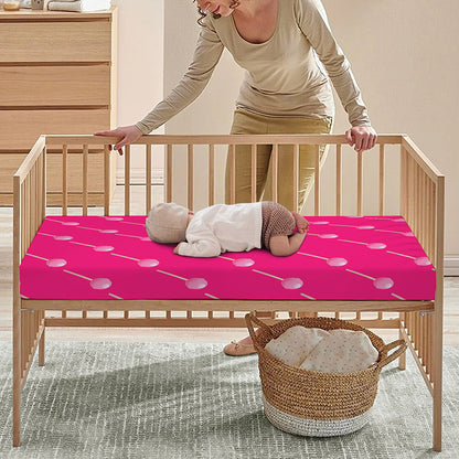 Pink Sweet Lollipop Pattern Print Baby Crib Sheet