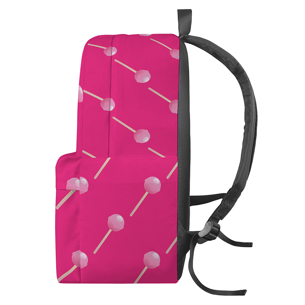 Pink Sweet Lollipop Pattern Print Backpack