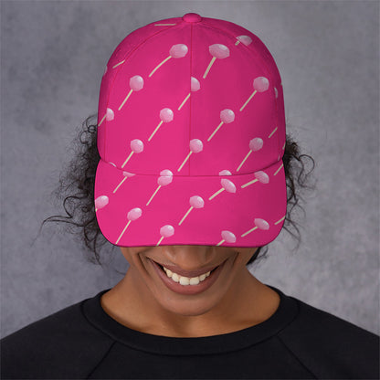Pink Sweet Lollipop Pattern Print Baseball Cap