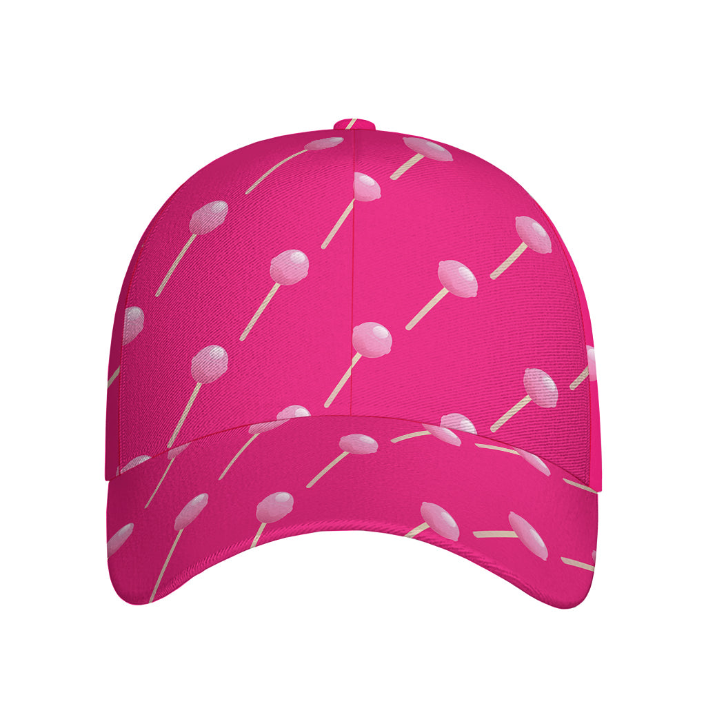 Pink Sweet Lollipop Pattern Print Baseball Cap
