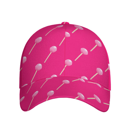 Pink Sweet Lollipop Pattern Print Baseball Cap