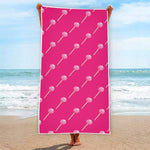 Pink Sweet Lollipop Pattern Print Beach Towel