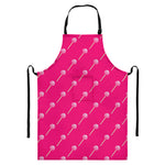 Pink Sweet Lollipop Pattern Print Bib Apron With Pocket