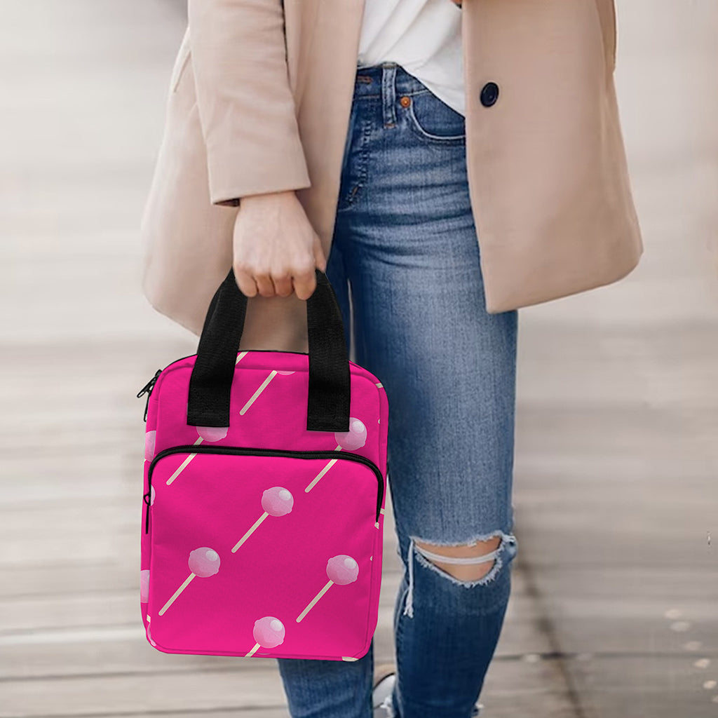 Pink Sweet Lollipop Pattern Print Bible Tote Bag