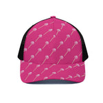 Pink Sweet Lollipop Pattern Print Black Mesh Trucker Cap