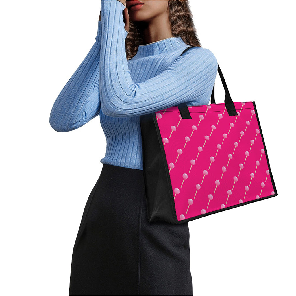 Pink Sweet Lollipop Pattern Print Canvas Tote Bag