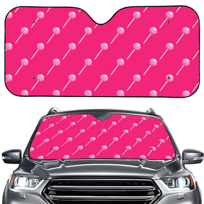 Pink Sweet Lollipop Pattern Print Car Windshield Sun Shade