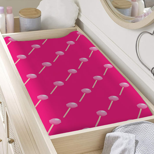 Pink Sweet Lollipop Pattern Print Changing Pad Cover