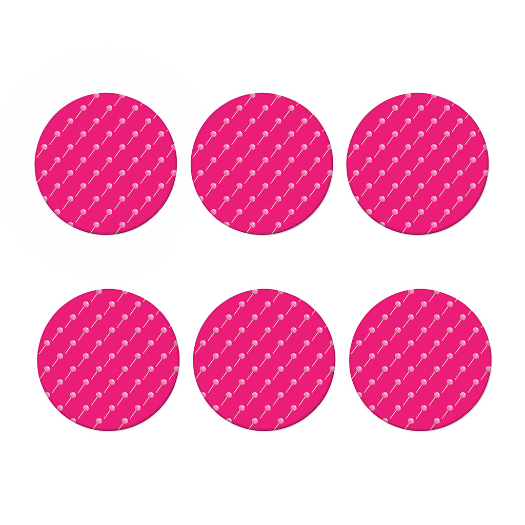 Pink Sweet Lollipop Pattern Print Coaster Set