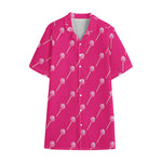 Pink Sweet Lollipop Pattern Print Cotton Hawaiian Shirt