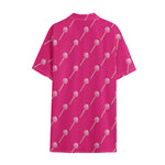 Pink Sweet Lollipop Pattern Print Cotton Hawaiian Shirt