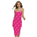 Pink Sweet Lollipop Pattern Print Cross Back Cami Dress