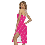 Pink Sweet Lollipop Pattern Print Cross Back Cami Dress