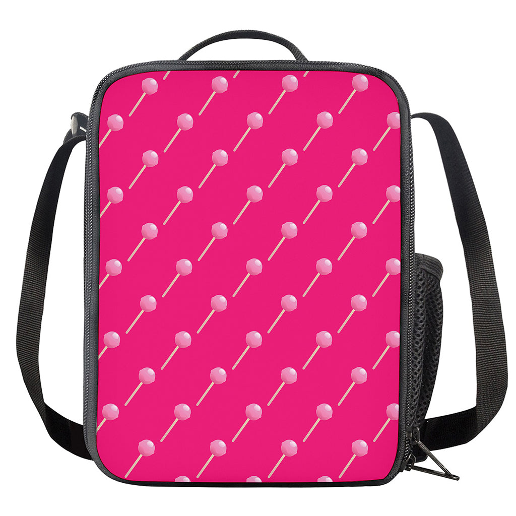 Pink Sweet Lollipop Pattern Print Crossbody Lunch Bag