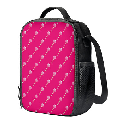 Pink Sweet Lollipop Pattern Print Crossbody Lunch Bag