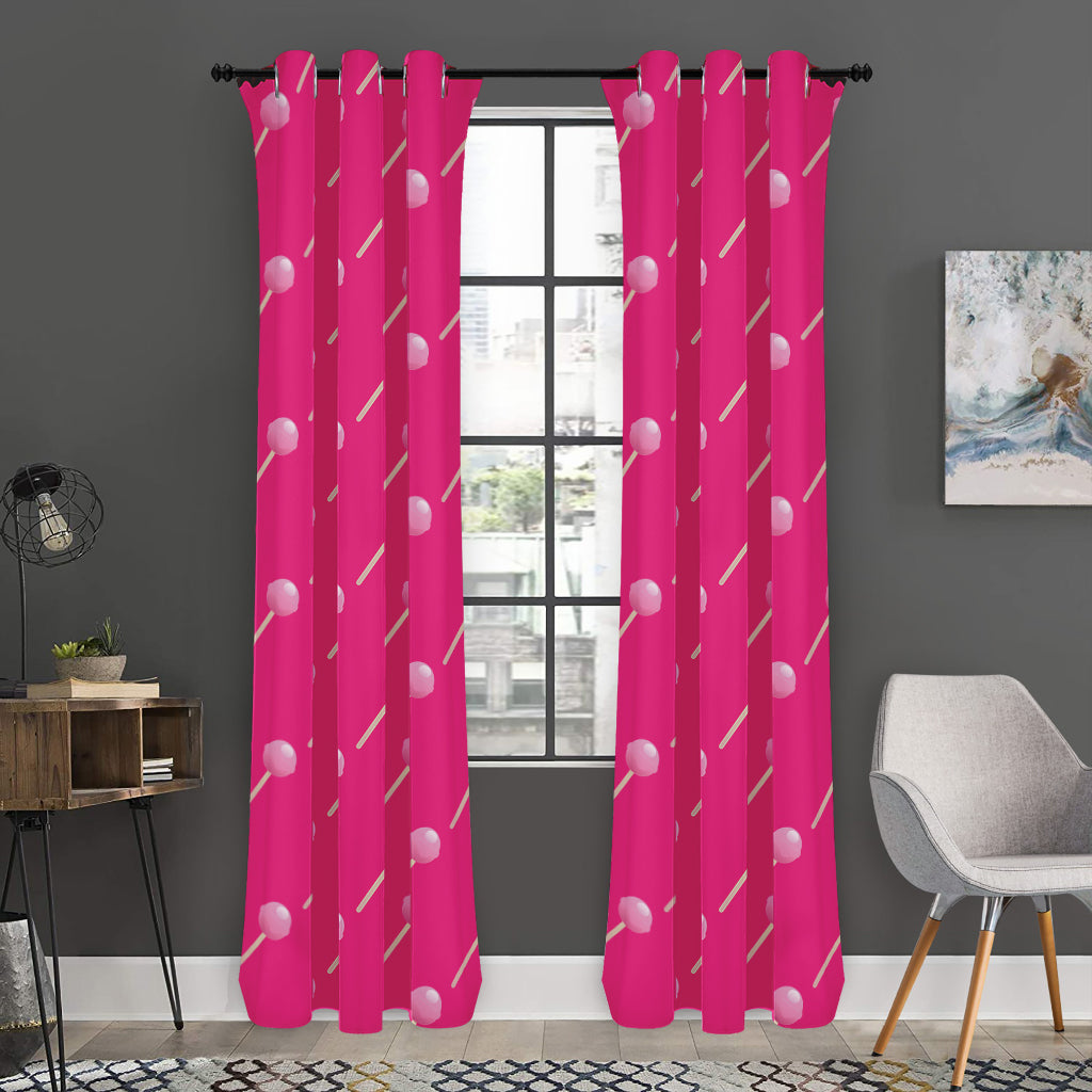 Pink Sweet Lollipop Pattern Print Curtain