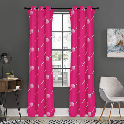 Pink Sweet Lollipop Pattern Print Curtain